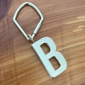 FOSSIL "B" Letter Initial Gold Tone Metal Keychain